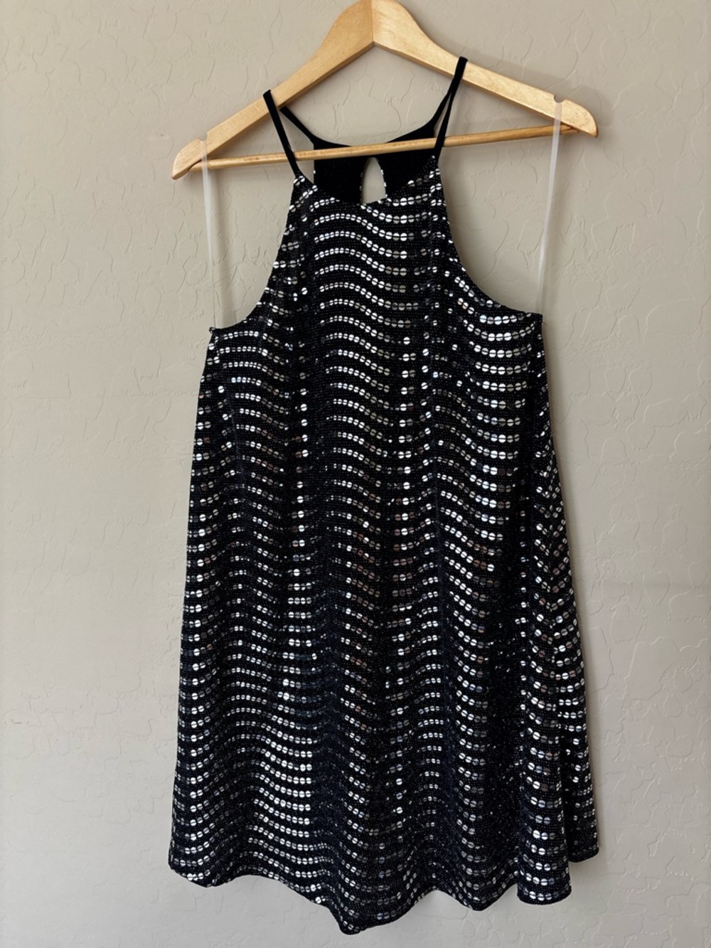 Everly Black Flowy & Flirty Sequined Halter Dress